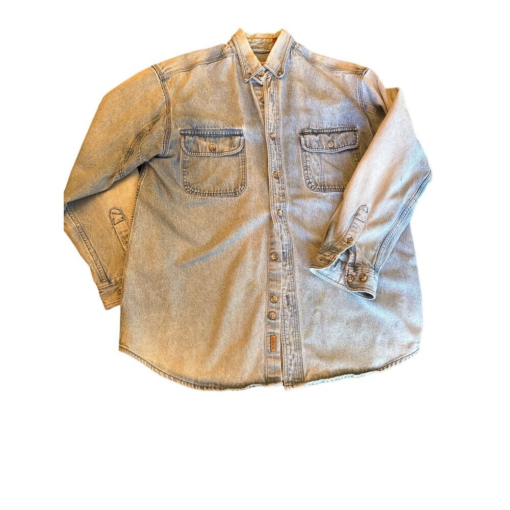 Schmidt Workwear Heavy Denim Chambray Shirt Shacket Size Large